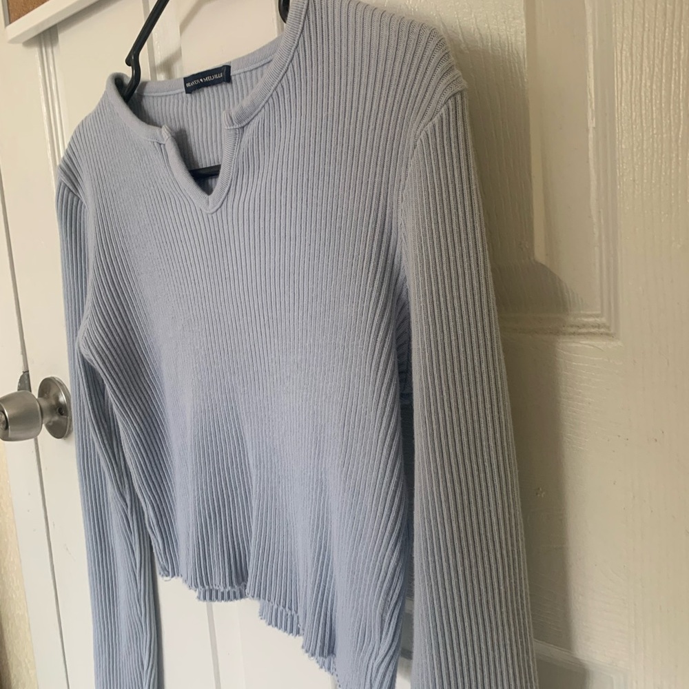 Ribbed Brandy Melville long sleeve crop top. - Picture 2 of 5